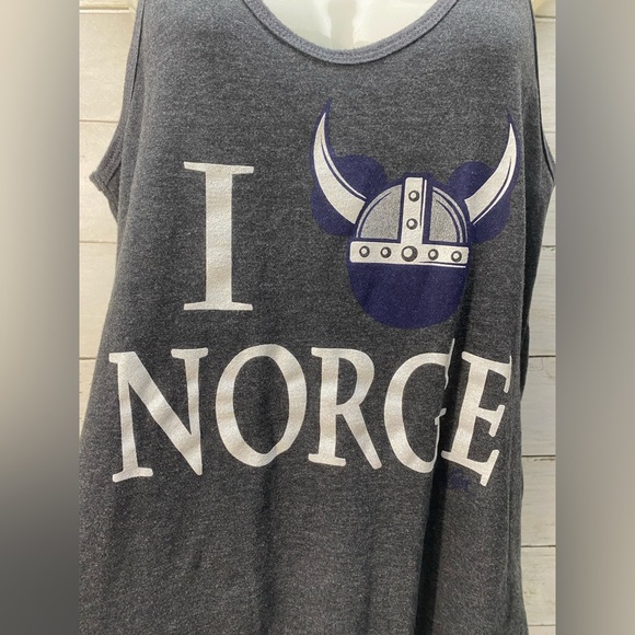 Disney Parks Epcot Norway Women’s Small Tank Top I Love Norge Mickey Mouse Gray - Picture 2 of 15